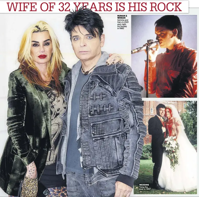  ?? ?? NUMaN & WoMaN Gemma and Gary in 2021 and, right, his heyday in 1980
WeDDiNg Tying the knot in 1997