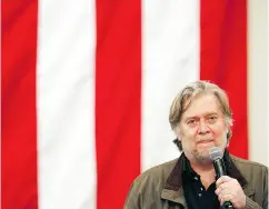  ?? LUKE SHARRETT / BLOOMBERG ?? Steve Bannon at a campaign rally for Republican Senate candidate Roy Moore in Alabama on Monday.