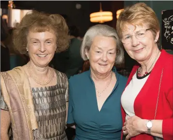  ??  ?? Carmel Ní Ghairbhín, Patty Moynihan and Mary O’Brien at the Bray Emmets Ladies Lunch in Caffé Vergnano (the old Strand).