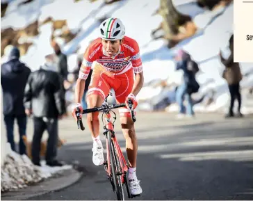  ??  ?? Barely 20, Bernal took a consistent 16th place in the 2017 edition of Tirreno-Adriatico, riding for Androni