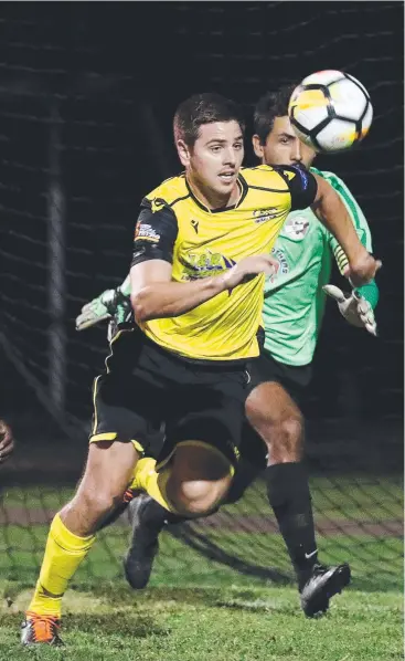  ?? Picture: STEWART McLEAN ?? ON THE BALL: Joshua Taylor is one of the key strike weapons in Edge Hill United’s remarkably successful FNQ Premier League squad.