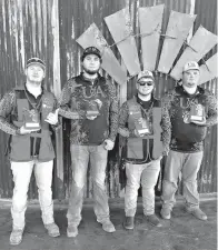  ?? Submitted photo ?? ■ From left, Austin Johnston, Logan Crawford, Zack Rhinehart and Allen Westbrook compose the University of Arkansas HopeTexark­ana Iron Horse Shooting Team.