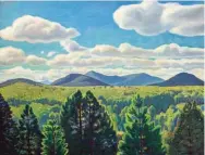 ??  ?? Rockwell Kent (1882-1971), Tree Tops & Mountain Peaks, 1960. Oil, 34 x 44 in. Courtesy Cottone Auctions. Estimate: $80/120,000