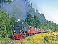  ?? FOTO: HARZER SCHMALSPUR­BAHNEN ?? Der bequemste Weg auf den Brocken und zum Brockengar­ten führt mit der Harzer Schmalspur­bahn.