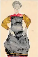  ?? Foto: Sotheby’s ?? Egon Schieles Aquarell „Frau mit
schwarzer Schürze“von 1911.