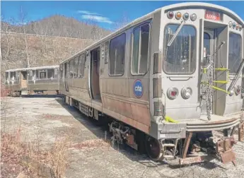  ?? PROVIDED PHOTOS ?? Decommissi­oned CTA rail cars for sale on Facebook Marketplac­e in West Virginia. The seller said he bought them at a military training facility after they were used in disaster training.