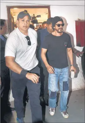  ?? PTI ?? Kolkata Knight Riders team owner Shahrukh Khan after meeting BCCI officials in Mumbai.