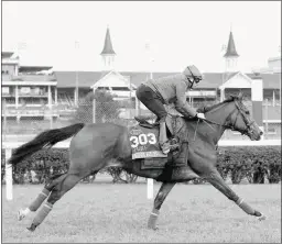  ?? DEBRA A. ROMA ?? Enable, bound for the Breeders’ Cup Turf, gallops over the Churchill Downs turf course on Wednesday morning.