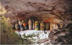  ?? Reuters ?? Pickled vegetables stored as emergency rations in an undergroun­d cave in Idlib on Monday.