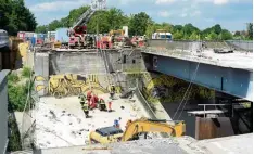  ?? Archivfoto: Silvio Wyszengrad ?? Über ein Jahr ist es her, dass die Ackermann Brücke bei Abbrucharb­eiten unkontrol liert einstürzte. Nun steht fest, woran es lag.