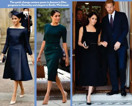  ??  ?? The quick-change couture queen is demure in Dior, gorgeous in Givenchy and elegant in Emilia Wickstead.