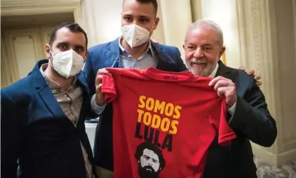  ?? Photograph: Christophe Petit-Tesson/EPA ?? Former Brazilian President Lula with supporters in Paris.