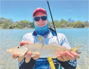  ?? ?? Darren caught this 42cm elbow slapping Whiting on a trip with Clint from Gold Coast River Charters.