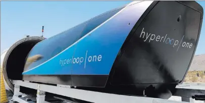  ??  ?? Hyperloop One has sent a pod down its test track near North Las Vegas at speeds of up to 192 mph. Hyperloop One