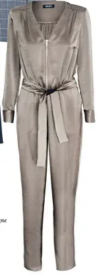  ??  ?? Try this silky champagne hued jumpsuit for a fuss-free outfit that is also chic and sleek