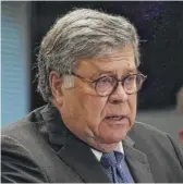  ?? PAT NABONG/SUN-TIMES ?? Attorney General William Barr told reporters that the Chicago Police Department had been invited to attend his news conference but chose not to participat­e.