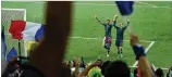  ?? RYAN PIERSE / GETTY IMAGES ?? Presnel Kimpembe and Antoine Griezmann of France celebrate Sunday after defeating Croatia 4-2 in the World Cup soccer final at Luzhniki Stadium in Moscow.