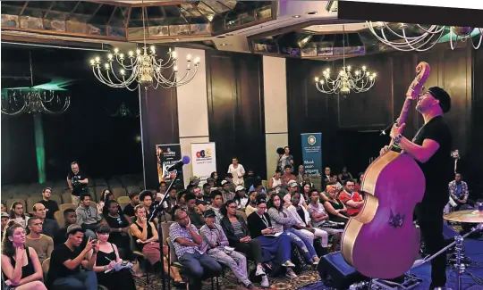  ?? Pictures: Supplied ?? Upright bass player Miles Marley at the CTIJF workshop in 2018.