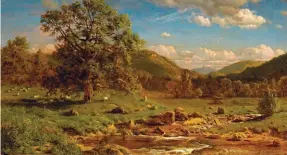  ??  ?? John S. Jameson (1842-1864),Grazing Sheep at Headwaters of aStream, 1862. Oil on canvas,18 x 33 in., signed and dated lower center: ‘J.S. Jameson / 1862’. Estimate: $40/60,000 SOLD: $250,000