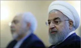  ?? IRANIAN PRESIDENCY OFFICE VIA AP ?? In this photo released by official website of the office of the Iranian Presidency, President Hassan Rouhani attends a meeting with a group of foreign ministry officials in Tehran, Iran, on Sunday. Rouhani warned President Donald Trump against provoking his country while indicating peace between the two nations might still be possible.