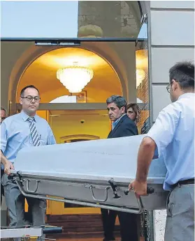  ?? Picture: AP ?? The artist’s coffin is carried from Dali Theatre Museum.