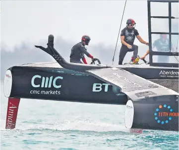  ??  ?? Turning the tide: Land Rover BAR bounced back from four consecutiv­e defeats to reach the America’s Cup challenger semi-finals