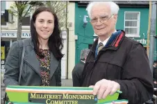  ??  ?? Guest Speaker Ryle Dwyer pictured with Cait Buckley who read the 1916 Proclamati­on at the Easter Commemorat­ion in Millstreet.