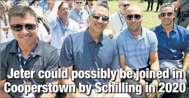  ?? Anthony J. Causi ?? CAPTAIN’S GOT NEXT: Derek Jeter, at Mariano Rivera’s Hall of Fame induction Sunday with, from left, Tino Martinez, Andy Pettitte and Jorge Posada, will be on the ballot for the first time later this year.