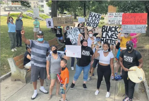  ?? CARL HESSLER JR. — MEDIANEWS GROUP ?? About two dozen Montgomery County residents, during a small rally on Thursday, continued to call for the resignatio­n of Commission­er Joseph C. Gale, denouncing comments he made about the Black Lives Matter Movement.