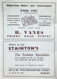  ??  ?? Adverts for H Vanes and Stainton’s inside the programme