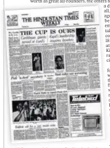  ?? ?? HT front-paged the news of India winning the World Cup in it edition of July 9, 1983.
