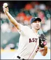  ??  ?? Houston Astros starting pitcher Justin Verlander (35) throws against the San Francisco Giants during the first inning of a baseball game on May
23, in Houston. (AP)