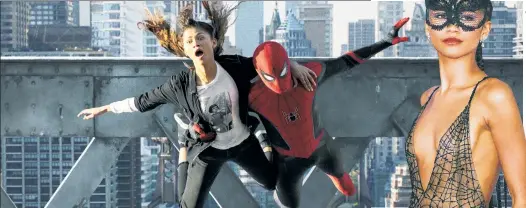  ?? ?? HIGH-FLYING ACT: Tom Holland gives his finest performanc­e as Spidey (with Zendaya as MJ) in “SpiderMan: Far From Home,” while sizzling Zendaya is the bliss of the spider woman at Monday’s night’s LA premiere.