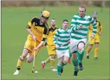  ?? Photograph: Stephen Lawson. ?? Ruaraidh Graham Junior of Inveraray and Robert Gillies of Oban Celtic in action on Saturday.