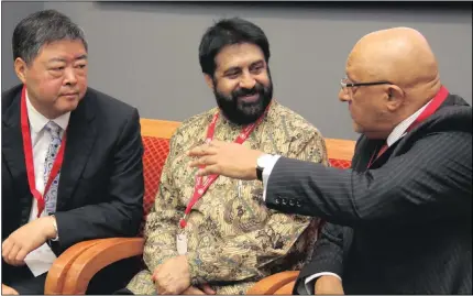  ?? PICTURE: COLLEEN DARDAGAN ?? Wang Jianzhou, the Chinese Consul-General in Durban, Professor Anil Sooklal, from the Department of Internatio­nal Relations and Professor Yusuf Karodia, principal of Mancosa, at the launch of the Brics Business School Associatio­n in Durban.