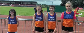  ??  ?? West Muskerry AC runners Finn Yore, Emily Cronin, Lucia Duarte and Saorlaith Murphy at the recent Field and Track Event in West Cork.