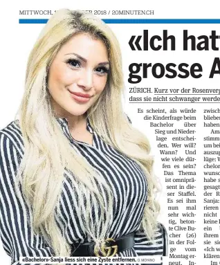  ??  ?? «Bachelor»-Sanja liess sich eine Zyste entfernen.