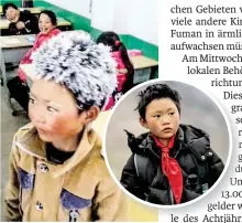  ?? BILD: SN/APF/PCITURE ALLIANCE ?? Wang Fuman in seiner Klasse. Im runden Bild trägt er schon eine neue Winterjack­e.