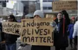  ?? JASON FRANSON/THE CANADIAN PRESS ?? People rally in Edmonton in response to Gerald Stanley’s acquittal in the death of Colten Boushie.