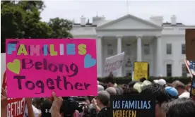  ?? Photograph: Alex Brandon/AP ?? Activists march past the White House to protest the Trump administra­tion's family separation practice in 2018.
