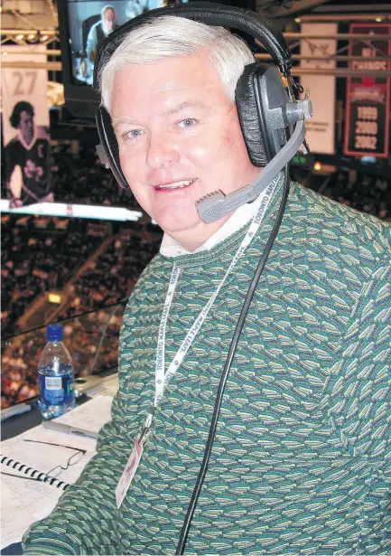  ?? POSTMEDIA NEWS FILES ?? “So many people have been coming up to offer congratula­tions and say, ‘I’ve listened to you since I was a kid,’ ” says Joe Bowen, entering the Hall of Fame’s broadcasti­ng wing.
