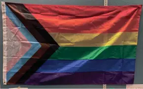  ?? SARAH WHALEY ?? Waukesha School District teacher Sarah Whaley was suspended for a day after refusing to take down an LGBTQ Progress Pride flag she put up in her kindergart­en classroom.