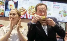  ?? /Reuters ?? Colonel digs in: Konstantin Kotov, cofounder of Smart Service, the master franchisee of US firm Yum!Brands’ KFC, at the launch of Its Rostic outlets in Moscow yesterday.