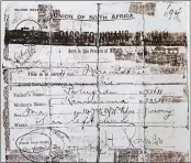  ?? PICTURE: KARAN AND DEAN NARAINSAMI PRIVATE
COLLECTION ?? ABOVE: An example of a Pass to Indians showing indenture numbers that will assist in tracking ship records.