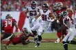  ?? JEFF HAYNES — THE ASSOCIATED PRESS ?? Falcons tight end Austin Hooper runs after a catch against the Buccaneers on Dec. 29, 2019, in Tampa, Fla.