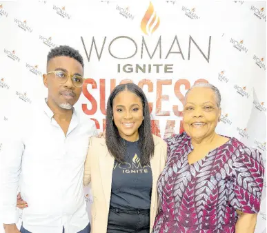  ?? CONTRIBUTE­D ?? Woman Ignite Success Summit Founder Keneshia Nooks Blake (centre) received support from her entreprene­ur husband Dailion Blake (left) and Jamaica Business Developmen­t Corporatio­n Chief Executive Officer Valerie Veira at the launch of the 2024 Woman Ignite Success Summit held at the Courtleigh Hotel and Suites in Kingston.