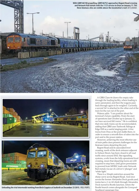  ?? PEEL PORTS. ?? Unloading the trial intermodal working from Birch Coppice at Seaforth on December 23 2015.