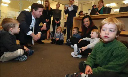  ?? Photograph: Mike Bowers for the Guardian ?? Simon Birmingham at a childcare centre. He says changes are ‘delivering dividends’ for families.