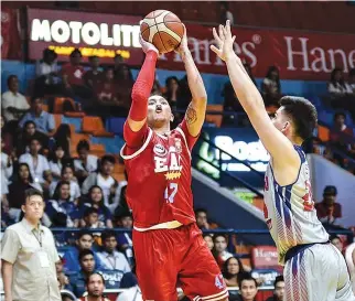  ?? ALVIN S. GO ?? JEROME GARCIA AND THE EAC GENERALS sent the Arellano Chiefs crashing from the Final Four race with a 78-70 win on Tuesday.