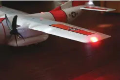  ??  ?? A full LED lighting system is included that features landing lights, wingtip nav lights, and a flashing beacon.
